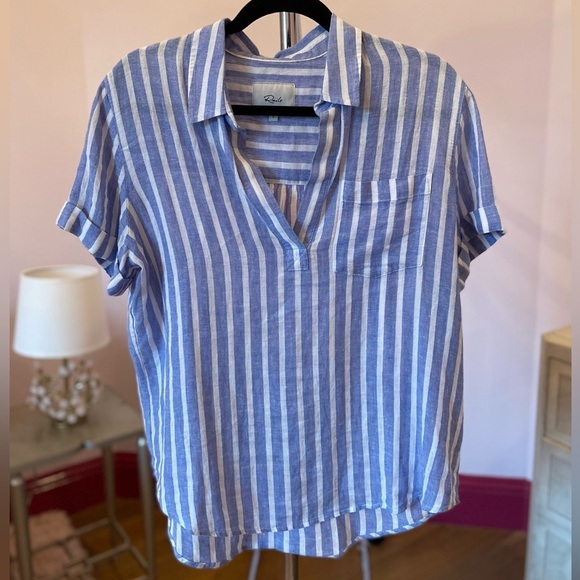 Rails white and blue Savannah Juneau Stripe linen shirt small or medium - Picture 3 of 13
